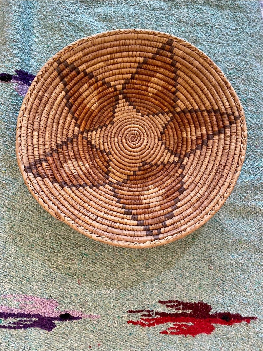 Handwoven Natural and Dark Brown Woven Decorative Basket - Home Accents